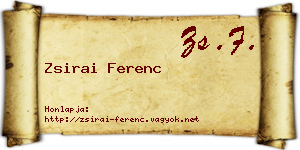 Zsirai Ferenc névjegykártya